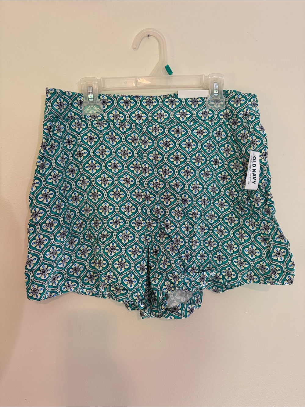 Old Navy Teal Mosaic Print High-Waist Women's Shorts